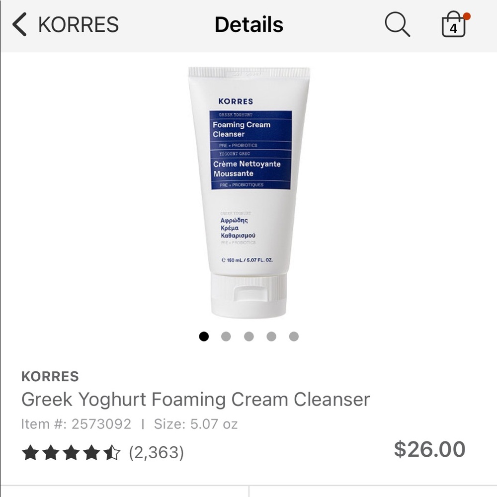 Korres Greek yogurt foaming cleanser full size